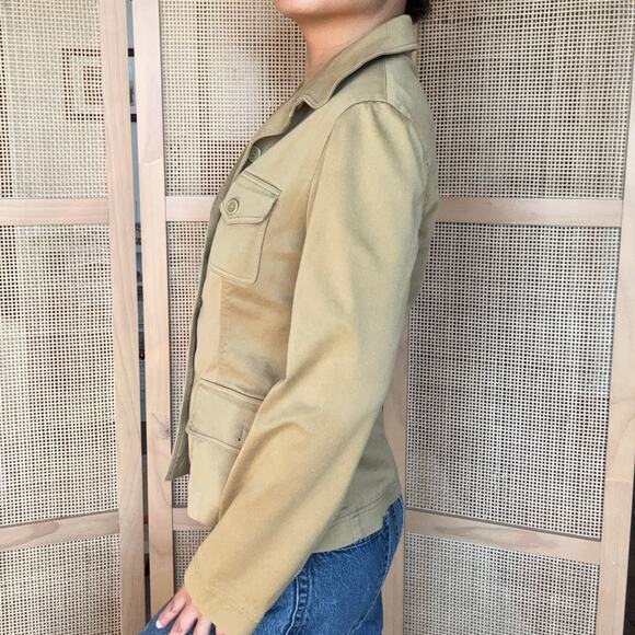 Vintage khaki trench cropped jacket size small made in France military - Picture 2 of 8